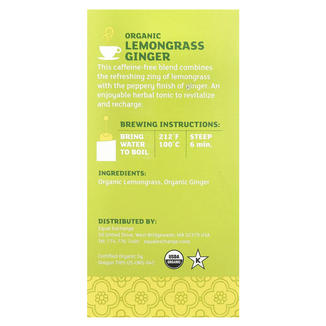 Organic Lemongrass Ginger Tea — Digestive Comfort & Light Refresh Ritual (20 tea bags) 